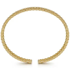 Clearance Gabriel & Co. 14K Yellow Gold Bujukan Bead Cuff Bracelet with Diamond Bezel Connectors