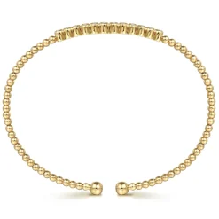 New Gabriel & Co. 14K Yellow Gold Bujukan Bead Diamond Bangle