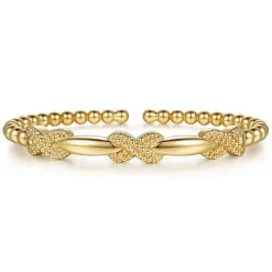 New Gabriel & Co. 14K Yellow Gold Bujukan Beaded Cuff Bangle Bracelet