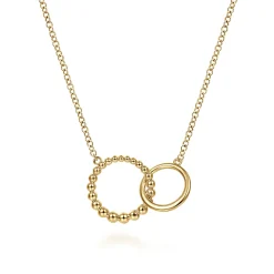 Clearance Gabriel & Co. 14K Yellow Gold Bujukan Beaded Double Circle Necklace