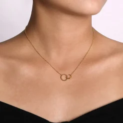 Clearance Gabriel & Co. 14K Yellow Gold Bujukan Beaded Double Circle Necklace