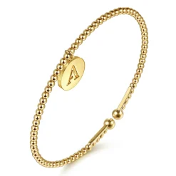 Discount Gabriel & Co. 14K Yellow Gold Bujukan Beaded Initial A Cuff Bangle Bracelet