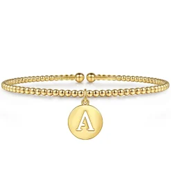 Discount Gabriel & Co. 14K Yellow Gold Bujukan Beaded Initial A Cuff Bangle Bracelet