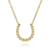 New Gabriel & Co. 14K Yellow Gold Bujukan Bead Horseshoe Necklace