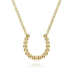 New Gabriel & Co. 14K Yellow Gold Bujukan Bead Horseshoe Necklace