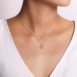 Sale Gabriel & Co. 14K Yellow Gold Bujukan Bead Open Circle Pendant Necklace