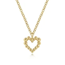 Online Gabriel & Co. 14K Yellow Gold Bujukan Bead Open Heart Pendant Necklace
