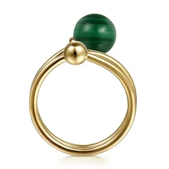 Hot Gabriel & Co. 14K Yellow Gold Bujukan Beads and Malachite Bypass Ring