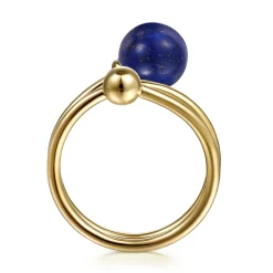 Discount Gabriel & Co. 14K Yellow Gold Bujukan Beads and Lapis Bypass Ring