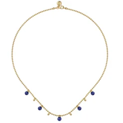 New Gabriel & Co. 14K Yellow Gold Bujukan Beads and Lapis Droplet Necklace