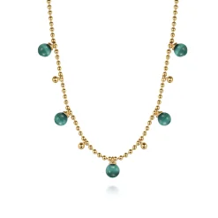 Discount Gabriel & Co. 14K Yellow Gold Bujukan Beads and Malachite Droplet Necklace