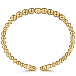 Online Gabriel & Co. 14K Yellow Gold Bujukan Beads and Blue Topaz Split Bangle Bracelet