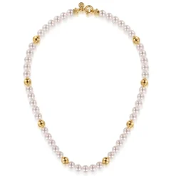 Outlet Gabriel & Co. 14K Yellow Gold Bujukan Beads and Pearl Station Necklace