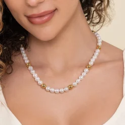 Outlet Gabriel & Co. 14K Yellow Gold Bujukan Beads and Pearl Station Necklace