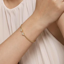 Sale Gabriel & Co. 14K Yellow Gold Bujukan Bead Split Cuff Bracelet with Quatrefoil Diamond Endcaps