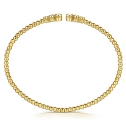 Best Gabriel & Co. 14K Yellow Gold Bujukan Bead Split Cuff Bracelet with Bezel Set Diamonds