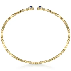 Discount Gabriel & Co. 14K Yellow Gold Bujukan Bead Split Cuff Bracelet with Sapphire and Diamond