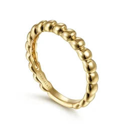 Sale Gabriel & Co. 14K Yellow Gold Bujukan Bead Stackable Ring
