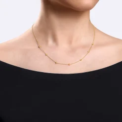 Sale Gabriel & Co. 14K Yellow Gold Bujukan Bead Station Necklace