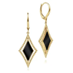 Discount Gabriel & Co. 14K Yellow Gold Bujukan Black Onyx Drop Earrings