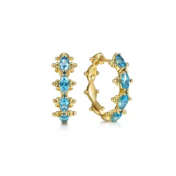 Outlet Gabriel & Co. 14K Yellow Gold Bujukan Blue Topaz Huggie Earrings