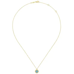 New Gabriel & Co. 14K Yellow Gold Bujukan Blue Topaz Pendant Necklace