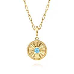 Clearance Gabriel & Co. 14K Yellow Gold Bujukan Blue Topaz Medallion Pendant With Detachable Bail