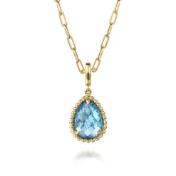 Hot Gabriel & Co. 14K Yellow Gold Bujukan Blue Topaz Charm With Detachable Bail