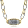 Gabriel & Co. 14K Yellow Gold Bujukan Chain Necklace with Pave Diamond Pendant
