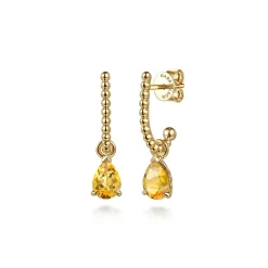 Discount Gabriel & Co. 14K Yellow Gold Bujukan Citrine J Hoop Earrings