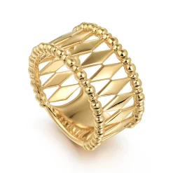 Sale Gabriel & Co. 14K Yellow Gold Bujukan Classic Wide Band Ladies Ring