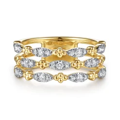 Discount Gabriel & Co. 14K Yellow Gold Bujukan Clover and Diamond Marquise Easy Stackable Ring
