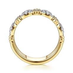 Discount Gabriel & Co. 14K Yellow Gold Bujukan Clover and Diamond Marquise Easy Stackable Ring