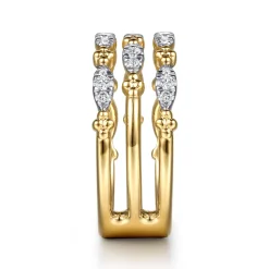 Discount Gabriel & Co. 14K Yellow Gold Bujukan Clover and Diamond Marquise Easy Stackable Ring