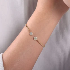 Discount Gabriel & Co. 14K Yellow Gold Bujukan Cluster Diamond Split Bangle