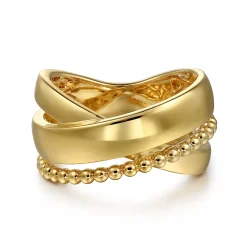 Clearance Gabriel & Co. 14K Yellow Gold Bujukan Criss Cross Ring