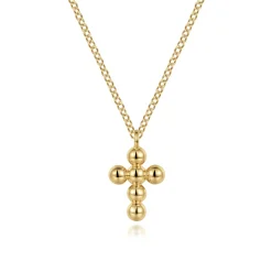 Best Gabriel & Co. 14K Yellow Gold Bujukan Cross Pendant Necklace
