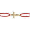 Hot Gabriel & Co. 14K Yellow Gold Bujukan Cross Red Cord Bracelet