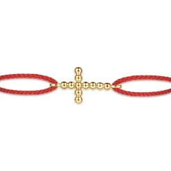 Hot Gabriel & Co. 14K Yellow Gold Bujukan Cross Red Cord Bracelet