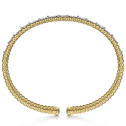 Gabriel & Co. 14K Yellow Gold Bujukan Cuff Bracelet with Marquise and Round Diamonds