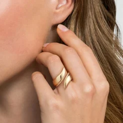 Clearance Gabriel & Co. 14K Yellow Gold Bujukan Curved Bypass Ring