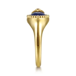 Online Gabriel & Co. 14K Yellow Gold Bujukan Diamond and Lapis Evil Eye Signet Ring