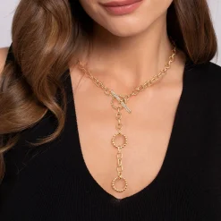 Sale Gabriel & Co. 14K Yellow Gold Bujukan Diamond Link Y Necklace