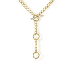Sale Gabriel & Co. 14K Yellow Gold Bujukan Diamond Link Y Necklace
