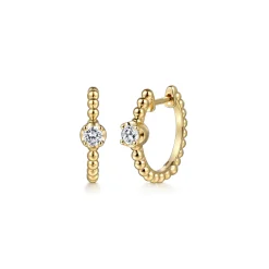 Sale Gabriel & Co. 14K Yellow Gold Bujukan Diamond 15mm Huggie Earrings