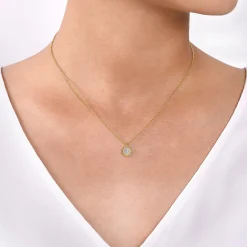 Outlet Gabriel & Co. 14K Yellow Gold Bujukan Diamond Cluster Pendant Necklace