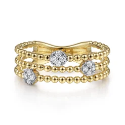 Sale Gabriel & Co. 14K Yellow Gold Bujukan Diamond Cluster Stations Easy Stackable Ring