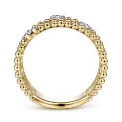 Sale Gabriel & Co. 14K Yellow Gold Bujukan Diamond Cluster Stations Easy Stackable Ring