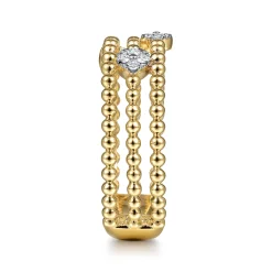 Sale Gabriel & Co. 14K Yellow Gold Bujukan Diamond Cluster Stations Easy Stackable Ring
