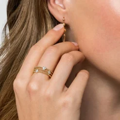 Sale Gabriel & Co. 14K Yellow Gold Bujukan Diamond Cluster Stations Easy Stackable Ring
